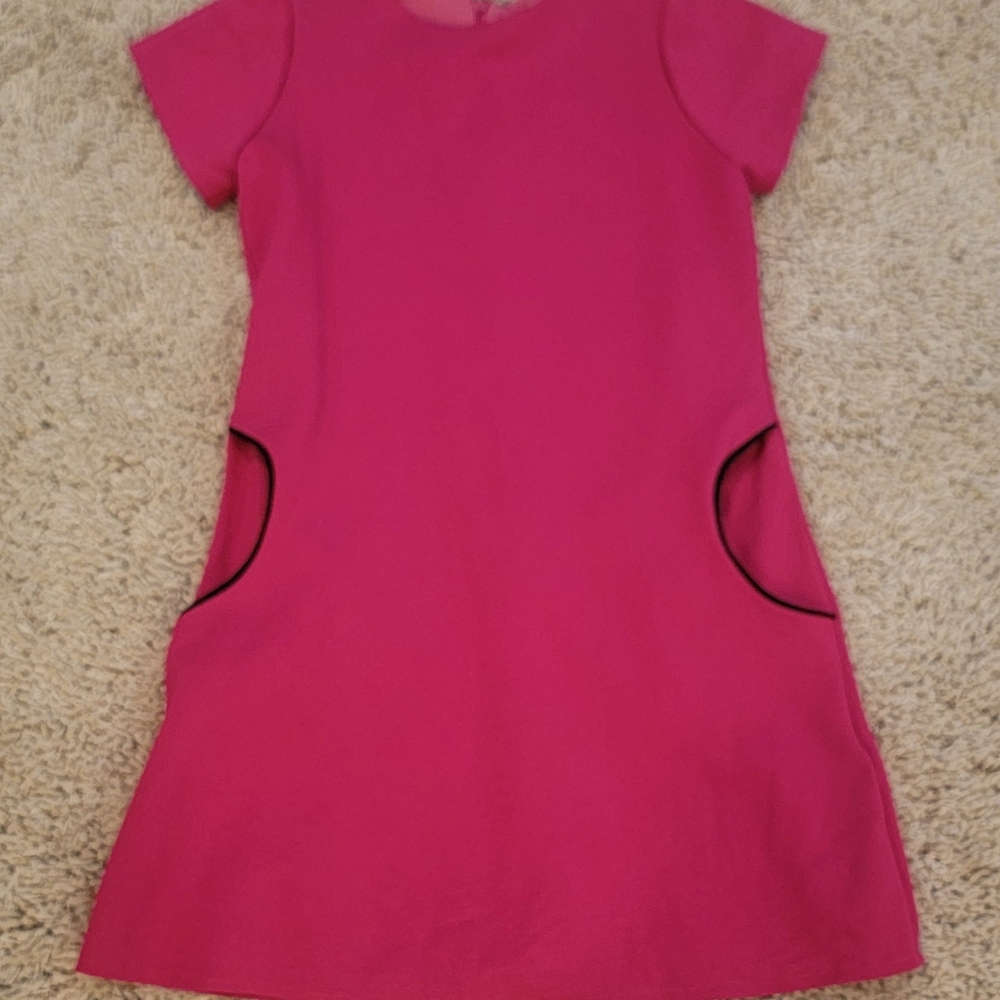 Pink Sheath Dress with Crew Neck and Short Sleeves